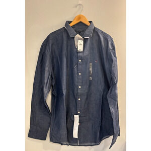 NEW Tommy Hilfiger mens 2XL XXL indigo classic fit soft cotton oxford shirt